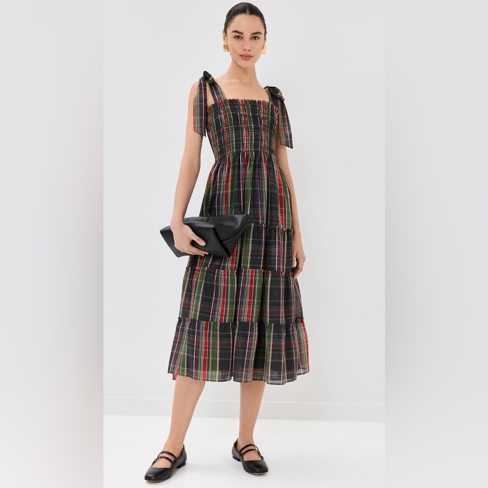 Hill house home the ribbon Ellie nap dress in tartan lame holiday collection